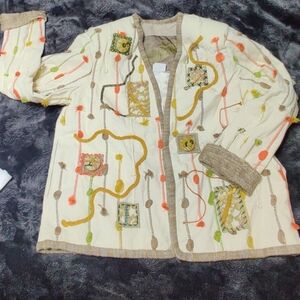 Vintage Crystal Patchwork Handwoven Embroidered Bohemian Art To Wear Jacket.